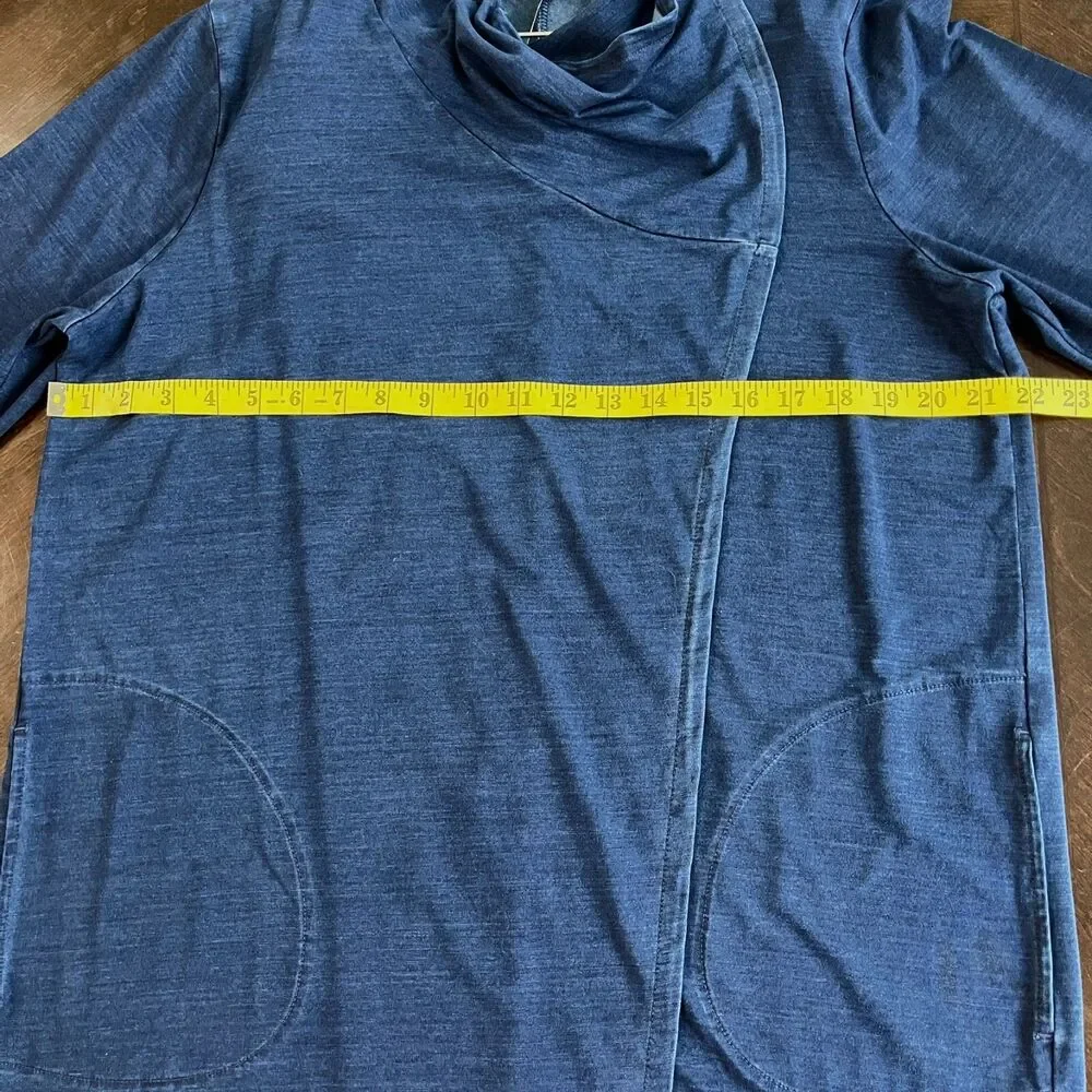 Pure J Jill Indigo Long Sleeve Wrap Cardigan In Ocean Wash Womens Sz L NWT - Picture 13 of 13